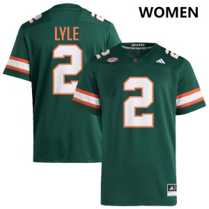 #2 Jordan Lyle Miami Green Womens Jersey Replica College Football 611076-172