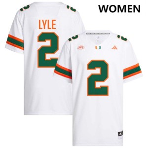 #2 Jordan Lyle University of Miami White Womens Jersey University College Football 642190-848