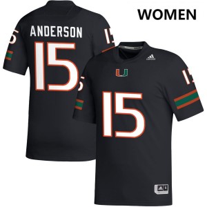#15 Judd Anderson Miami Hurricanes Black Womens Jerseys Limited College Football 276877-942