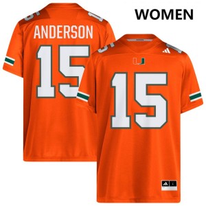 #15 Judd Anderson Miami Hurricanes Orange Women Jersey Embroidery College Football 435384-699