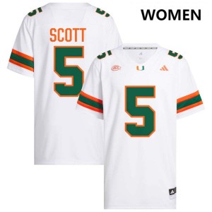 #5 Justin Scott Hurricanes White Women's Jersey 2025-26 College Football 349025-764
