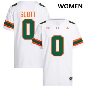 #0 Keionte Scott Hurricanes White Women Jersey NCAA College Football 349596-569
