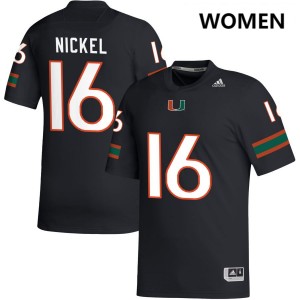 #16 Luke Nickel University of Miami Black Women's Jersey Stitched College Football 200823-286