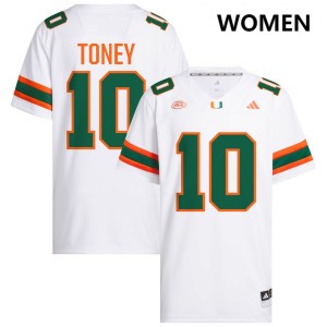 #10 Malachi Toney UMiami White Womens Jerseys 2025 College Football 564057-512