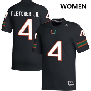 #4 Mark Fletcher Jr. Miami Hurricanes Black Women Jerseys Limited College Football 675067-254