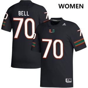 #70 Markel Bell UMiami Black Womens Jerseys 2025 College Football 570088-472