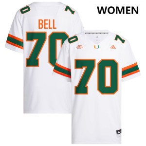 #70 Markel Bell UMiami White Womens Jersey Embroidery College Football 496532-365