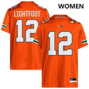 #12 Marquise Lightfoot Hurricanes Orange Womens Jerseys University College Football 718842-190