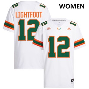 #12 Marquise Lightfoot University of Miami White Womens Jerseys Official College Football 996247-385