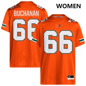 #66 Max Buchanan University of Miami Orange Women's Jerseys Replica College Football 844785-278