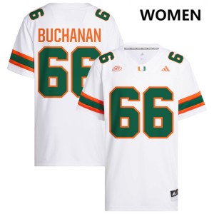 #66 Max Buchanan Hurricanes White Women Jerseys NCAA College Football 658022-571