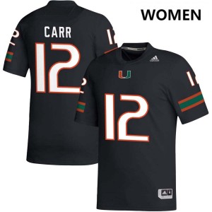 #12 Ny Carr Miami Hurricanes Black Women's Jersey Game College Football 524894-718