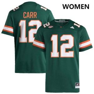 #12 Ny Carr Hurricanes Green Womens Jersey Alumni College Football 305622-557