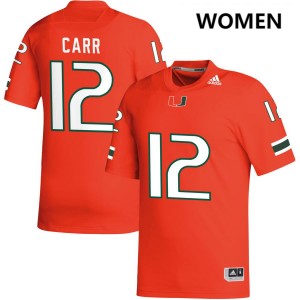 #12 Ny Carr Miami Orange Women's Jerseys Embroidery College Football 635880-226