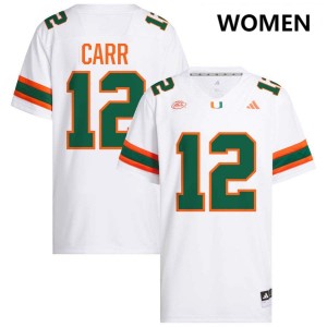 #12 Ny Carr Miami White Womens Jerseys 2025 College Football 958054-523