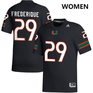 #29 OJ Frederique Jr. Miami Hurricanes Black Women's Jersey Replica College Football 625974-102