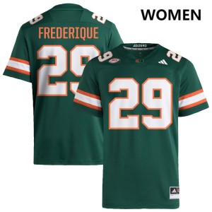 #29 OJ Frederique Jr. Miami Hurricanes Green Women's Jerseys Game College Football 660996-462
