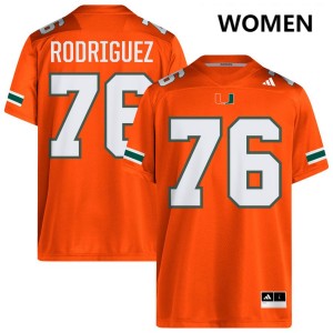 #76 Ryan Rodriguez Hurricanes Orange Women's Jersey 2025-26 College Football 616175-763