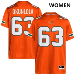 #63 Samson Okunlola University of Miami Orange Women Jerseys Official College Football 742340-730