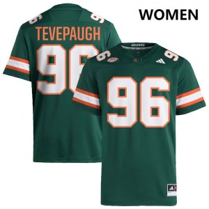 #96 Tucker Tevepaugh Hurricanes Green Women Jerseys Player College Football 373748-300