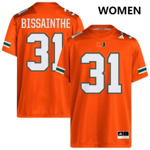 #31 Wesley Bissainthe Miami Hurricanes Orange Women's Jersey Stitched College Football 735707-537
