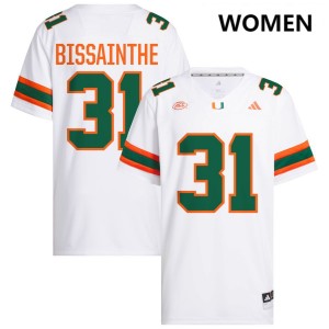 #31 Wesley Bissainthe University of Miami White Womens Jerseys 2025 College Football 519281-732