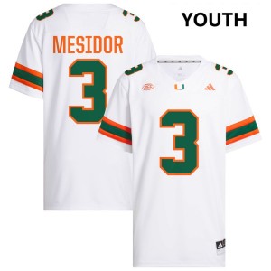 #3 Akheem Mesidor Miami Hurricanes White Youth Jersey Replica College Football 472892-163