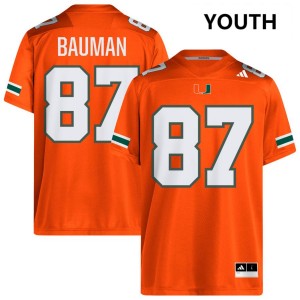 #87 Alex Bauman University of Miami Orange Youth Jersey Embroidery College Football 302655-211