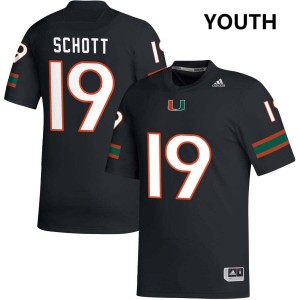 #19 Brock Schott UMiami Black Youth Jersey NCAA College Football 955079-788