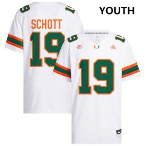 #19 Brock Schott Miami White Youth Jerseys NCAA College Football 618216-838