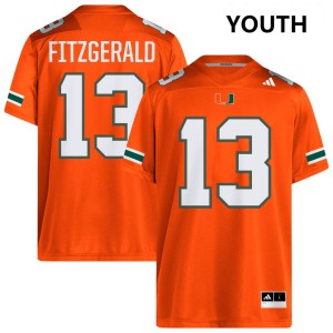#13 Bryce Fitzgerald UMiami Orange Youth Jerseys Stitched College Football 435197-186