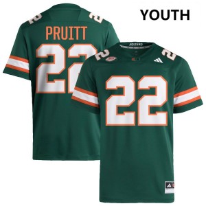 #22 Cam Pruitt Hurricanes Green Youth Jersey 2025-26 College Football 499442-633
