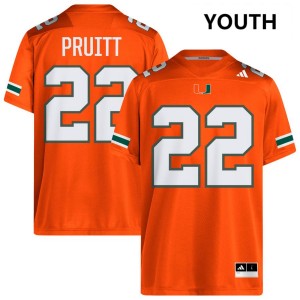 #22 Cam Pruitt Miami Hurricanes Orange Youth Jerseys Game College Football 523254-375