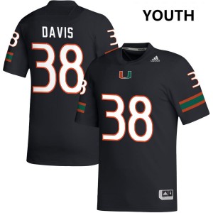 #38 Carter Davis Miami Black Youth Jerseys Game College Football 193971-915