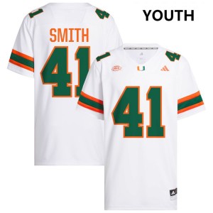 #41 Chase Smith Miami White Youth Jerseys 2025-26 College Football 214810-802