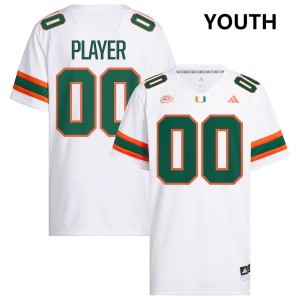 #00 Custom Miami White Youth Jersey University College Football 579796-252