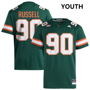 #90 Daylen Russell Miami Hurricanes Green Youth Jerseys Replica College Football 418266-504