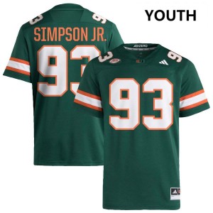 #93 Donta Simpson UM Green Youth Jersey Player College Football 644026-535
