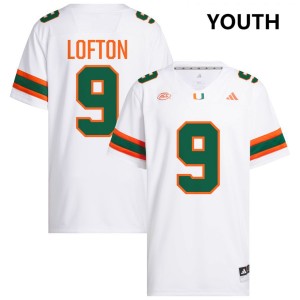 #9 Elija Lofton The U White Youth Jersey Alumni College Football 613385-640