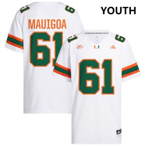 #61 Francis Mauigoa Miami White Youth Jersey 2025 College Football 663266-621