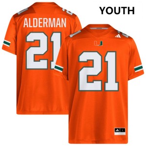 #21 Jaylin Alderman UM Orange Youth Jerseys Limited College Football 625977-312