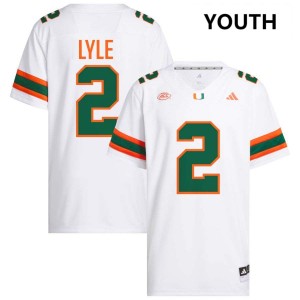 #2 Jordan Lyle The U White Youth Jersey NCAA College Football 493874-429