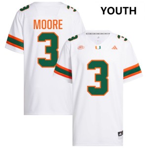 #3 Joshua Moore University of Miami White Youth Jerseys Game College Football 578412-495