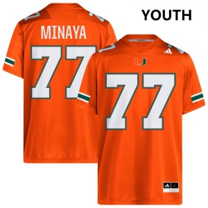 #77 Juan Minaya UM Orange Youth Jerseys Limited College Football 410507-509