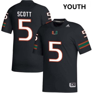 #5 Justin Scott Miami Black Youth Jersey Game College Football 432475-584