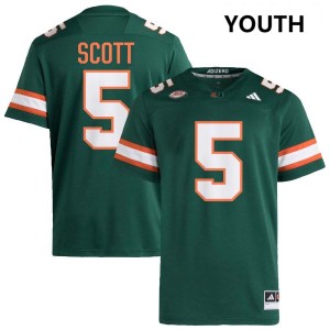 #5 Justin Scott UMiami Green Youth Jersey Official College Football 587200-397