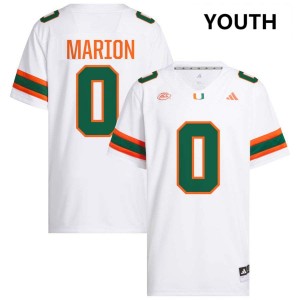 #0 Keelan Marion Miami Hurricanes White Youth Jerseys University College Football 837323-573