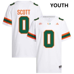 #0 Keionte Scott Miami White Youth Jersey High School College Football 335873-429