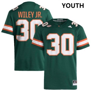 #30 Kellen Wiley Jr. University of Miami Green Youth Jersey Game College Football 974230-104