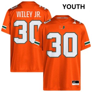 #30 Kellen Wiley Jr. Miami Orange Youth Jerseys Replica College Football 574228-712